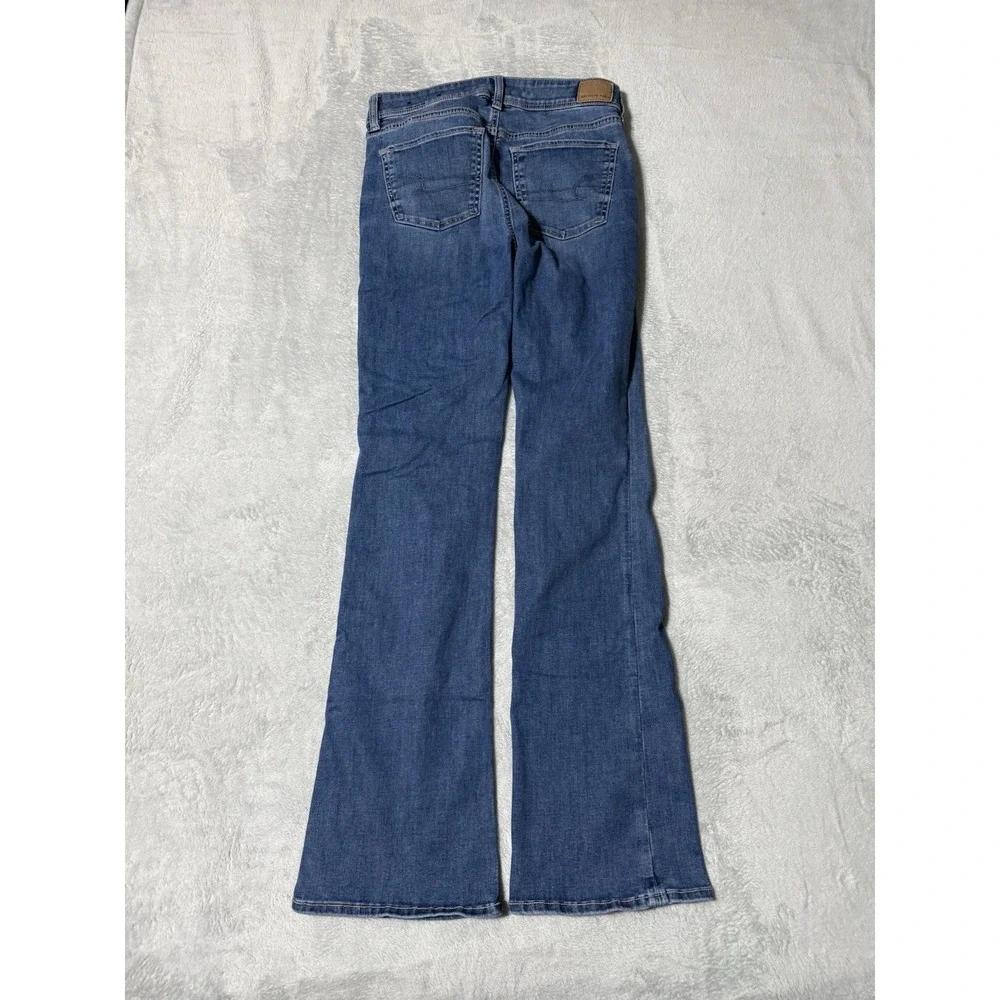 American Eagle Jeans Womens 8 Long Blue Kick Boot Bootcut Mid‎ Rise 30x32.5